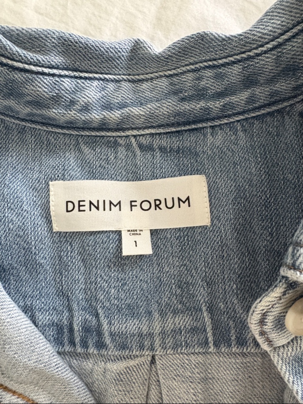 Aritzia Denim Forum Light Blue Short Sleeve Denim Shirt - Picture 2 of 2